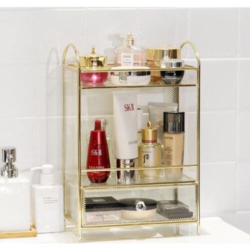 Double-layer Desktop Drawer Makeup Organizer Women Cosmetics Cotton Swabs Jewelry Necklace Earrings Lipstick Perfume Storage Box