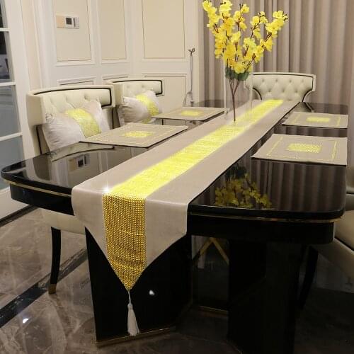 European style Table Runner Flannel Diamond Rhinestones Table Runner Cushion Cover Table Mat For Home Party Decor