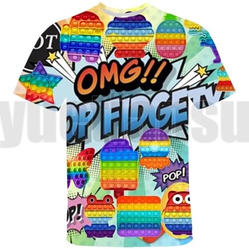 3D Oversize T Shirt Kids Fashion Family Games POP It TShirt Teens Short Sleeve Pop Fidget Tee Tops Summer Streetwear T-shirt Men