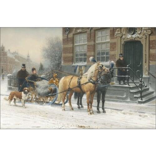 The Royal Sleigh Ride Snowy Carriage Clear Picture Top Quality Cross Stitch Kits 14CT Unprinted Embroidered Handmade Art