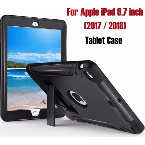 KQJYS Armor Shockproof Cases Cover For 2017 2018 Apple iPad 9.7 inch Heavy Duty PC + Silicone Cover Full Body Protective Case