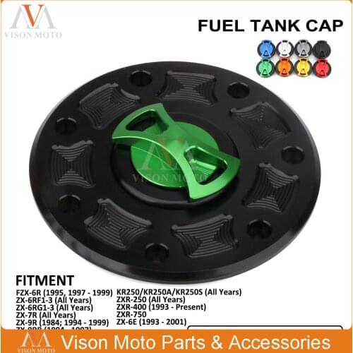 CNC Gas Fuel Tank Cap Cover For Kawasaki ZX1100 ZZR1100 ZR400 EX400 EX250 EX500 Ninja 250R 500 500R GPX250 GPZ 250 750 900 1000