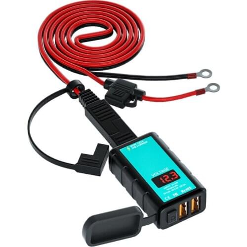 Square Dual USB Fast Charger with Switch 1 Meter/1.4 Meters 6-30V DC12-24V ABS Waterproof ZH-1422A2/ZH-1422A3 Dual USB
