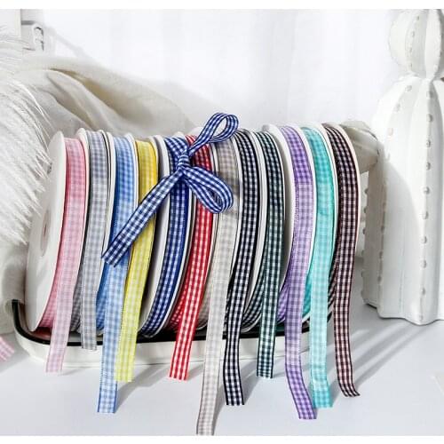 10mm 45meters/roll Grosgrain Grid Ribbon Wedding Party Decoration Plaid Ribbon Gift Wrapping Hair Bows DIY Christmas Ribbon
