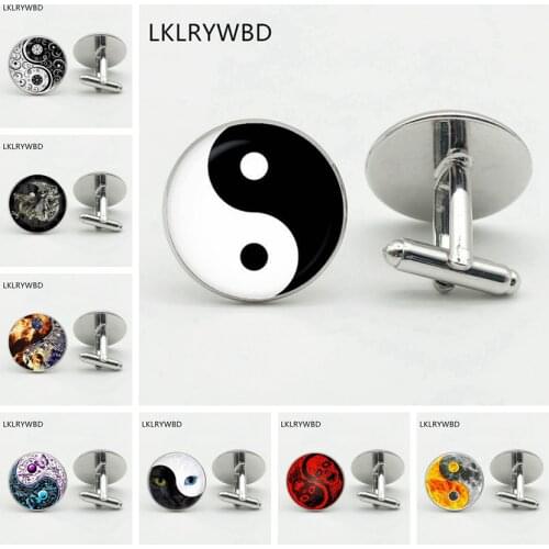 LKLRYWBD / Vintage Chinese Taoism, Yin Yang Tai Chi Gossip Cufflinks Retro Tai Chi Yin Yang Character Cufflinks Shirt Cufflinks
