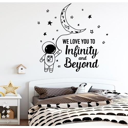 Cute space Wall Sticker Removable Self Adhesive Watercolo Decor Living Room Bedroom Removable Wall Art Decal