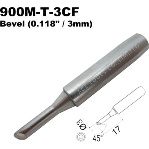 Soldering Tip 900M-T-3CF Bevel 3mm for Hakko 936 907 Milwaukee M12SI-0 Radio Shack 64-053 Yihua 936 X-Tronics 3020 Iron Bit
