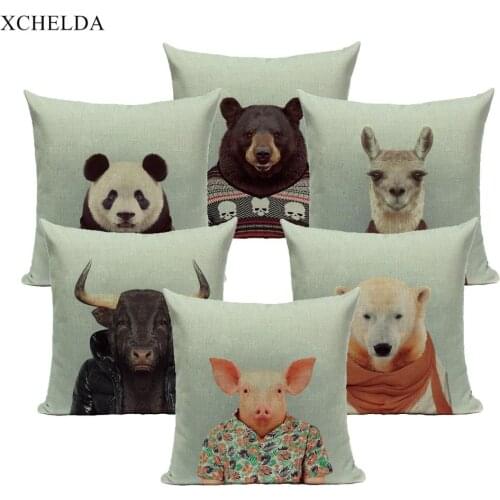 Pillowcase Animal Pillow Cases Funny Designer Cute Bunny Horse 45*45 40*40 Child Kids Decoration Fur Linen Cushion Cover