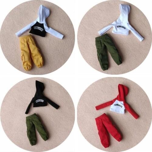 Doll’s Blyth Clothes letter Hoodie Hat and Overalls Pant for 1/6 Doll Accessories Clothing(fit barbies,ob24,azones,blyth 1/6 Dol