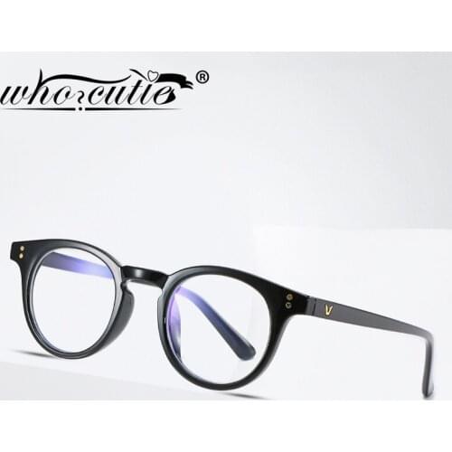 WHO CUTIE 2020 Blue Light Blocking Glasses Frame Women Men Brand Design Black Round Optical Clear Lens Eyeglasses S196