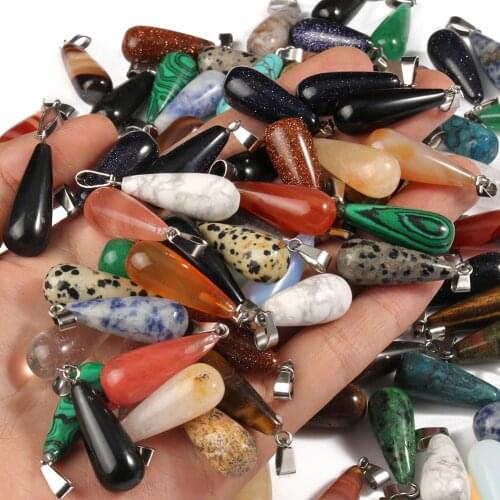 10pcs Natural Crystal Tiger Eye Jades Stone Necklace Pendant Baseball Shape Pendant for Jewelry Making DIY Necklace 29x10mm