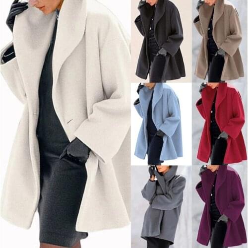 Fashion Hooded Women Coat Autumn Winter Warm Single Button Overcoat Simple Solid Loose Street Female Coat