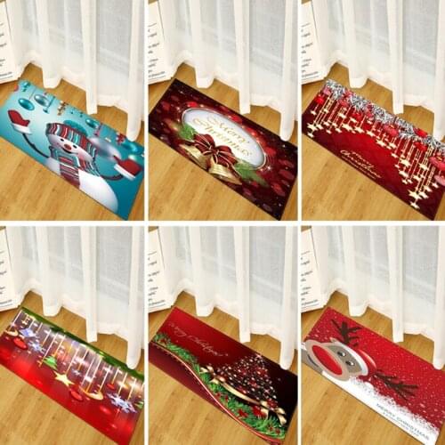 Merry Christmas Carpet Kitchen Mat Long Strip Bedroom Entrance Doormat Home Floor Decoration Living Room Bathroom Non-Slip Rug