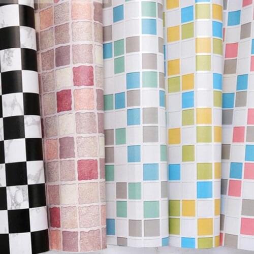 PVC wallpaper self-adhesive waterproof bathroom mosaic wall sticker kitchen sticker marble wallpaper peeling and sticking 10M