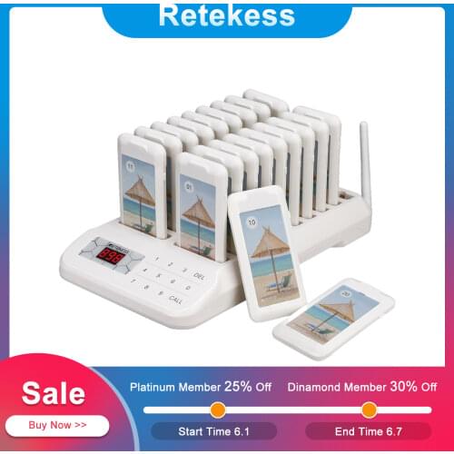 Retekess TD157 Restaurant Pager Calling System With 16 Pager Receivers For Clinic Food Truck Waiter Pagers Customer Service