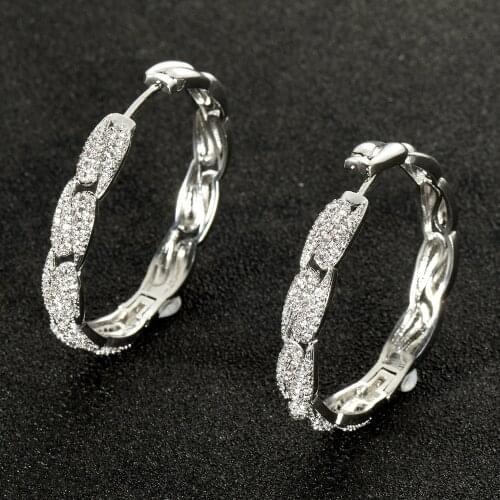 HIBRIDE Silver Color Hip Hop Circle Big Pendientes Hoop Earring For Women Luxury Earring boucle d’oreille Wholesale E-966
