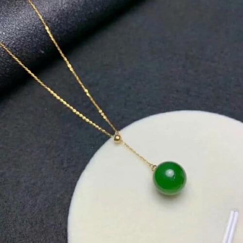 SHILOVEM 18k yellow gold real Natural green Jasper pendants no necklace fine Jewelry women wedding new 10*10mm mymz1010164by