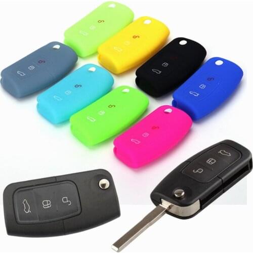 Silicone Car Flip Key Protector Cover Remote Key Fob Case Holder For Ford Focus Fiesta Mondeo Galaxy Falcon Territory Eco Sport