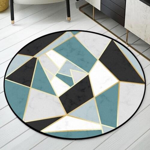Modern Marble Pattern Round Carpet Geometric Splicing Living Room Sofa Area Rugs Bedroom Hanging Basket Chair Non-Slip Floor Mat