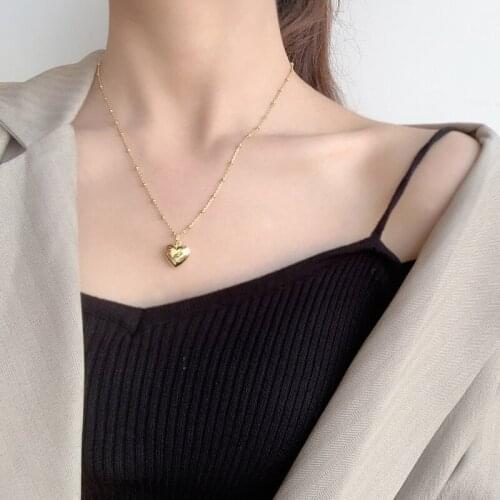 TUNGSTE High Quality Punk Choker LOVE Necklace Heart Pendant Women Collar Statement Silver Gold Color Thick Chain Necklace