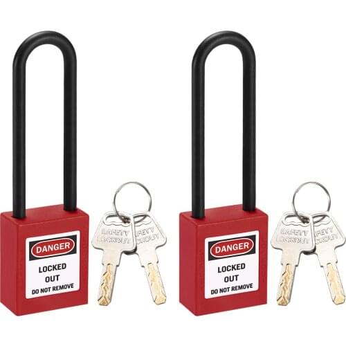 Uxcell 2Pcs Lockout Tagout Safety Padlock with 4 Keys 3-Inch Nylon Shackle Keyed Different Red