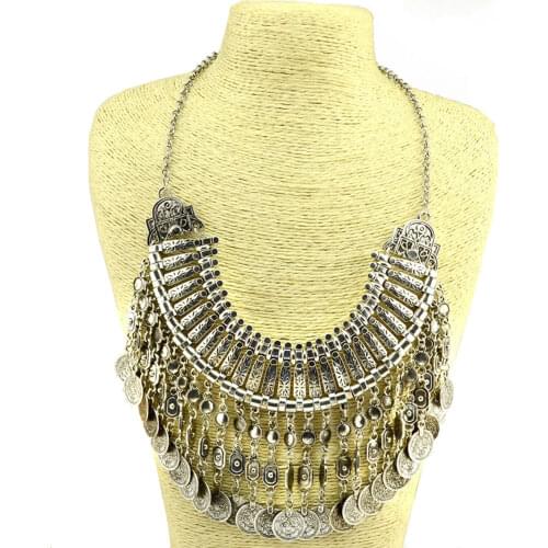Chile Collar Coin Necklace & Pendant Vintage Crystal Maxi Choker Statement Collier female Boho Big Gypsy Women Jewellery Gifts