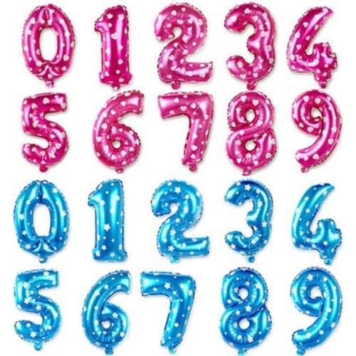32 inch Pink-Blue Number Foil Balloons Digit air Balloons Happy Birthday Wedding Decoration Letter balloon Event Party Supplie