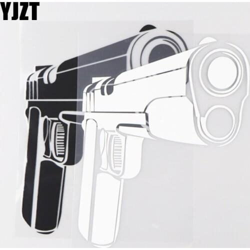 YJZT 16.1×11.7CM Vinyl Car Sticker Gun Weapon Military Creative Window Glass Decorative Pattern Black / Silver 20C-0082