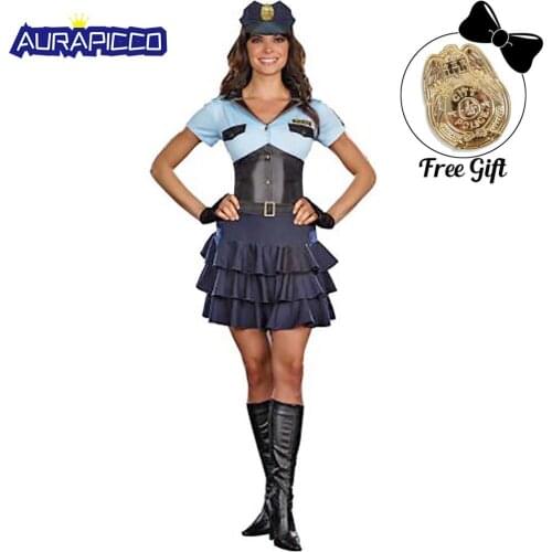 Womens Police Officer Costume New Sexy Cop Policewoman Fancy Dress Roleplay Game Halloween Party Adult Sexy Uniform Plus Size