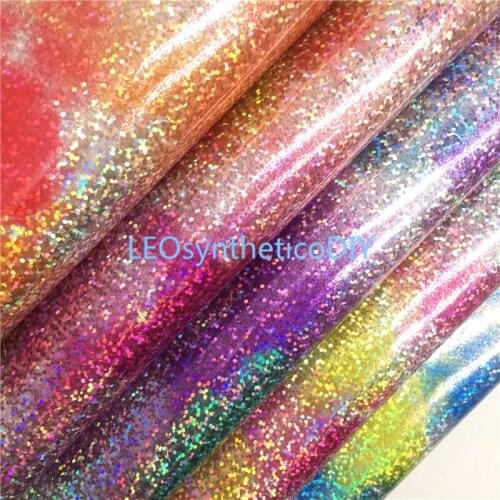 1PC 21X29CM Rainbow Glitter leather, Smooth Synthetic Leather Fabric Sheets For Making Bows LEOsyntheticoDIY T438A