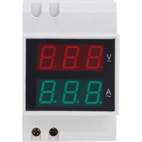 1PCS Digital Panel Voltmeter Ammeter 7 Segment LED Display 35mm DIN Rail Mount