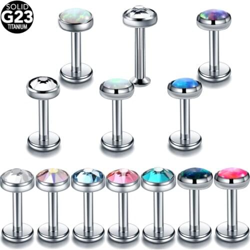 1pc Labret Titanium Internal Threaded Lip Piercing CZ Tragus Cartilage Ear Stud Piercing Crystal Daith Earring Helix Earrings