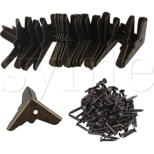 20pcs Antique Bronzy Metal Jewelry Gift Box Corner Protector Edge Cover 19x19mm
