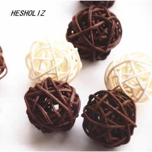 New 10 pcs 3cm Wedding Decorative mix white and coffee Rattan Ball Wedding Party Supplies Vintage Wedding Favors