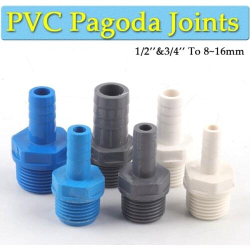 10Pcs Male Thread 1/2" 3/4" To 8/10/12/16mm PVC Pagoda Connector Aquarium Fish Tank Fittings Garden Irrigation Hose Adapter