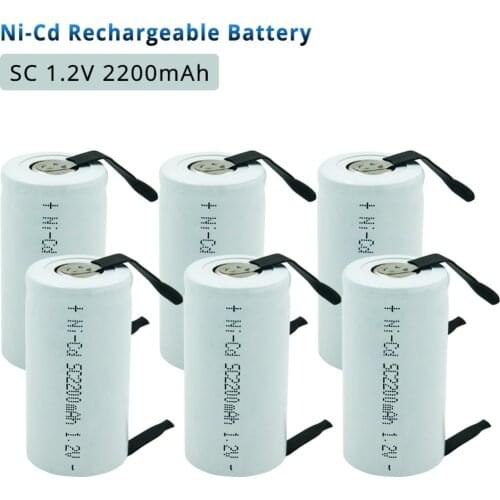 2 4 6 10PCS SC 2200mah 1.2V Sub C Rechargeable Battery Ni-cd Cell with Welding Pins Tab for Electric Tools