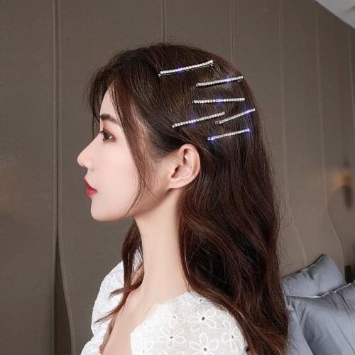 2020 new Korea simple and fashionable Jeanne Rhine Stone hair clip head decoration 1 row Rhine Stone hairpin for womens hair cl