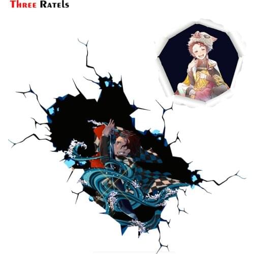 Three Ratels 3D Anime Kimetsu No Yaiba Tanjiro Kamado Decals For Car Style Sticker Auto Stickers