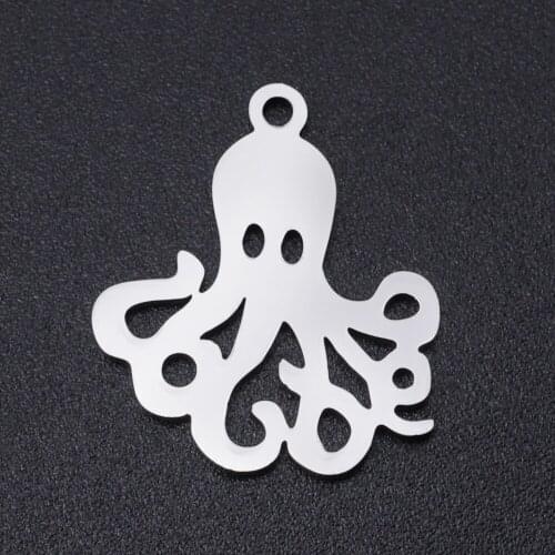 5pcs/lot 100% Stainless Steel Inkfish Charm Pendants Wholesale DIY Necklace Bracelet Making Charms Accept OEM Order