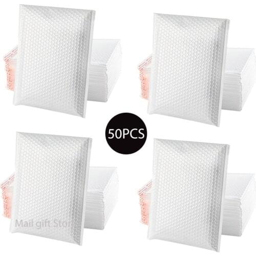 50Pcs White Bubble Mailer Padded Envelopes Mailing Packaging Bags For Business Mailing Gift Envelopes Bags For Packaging