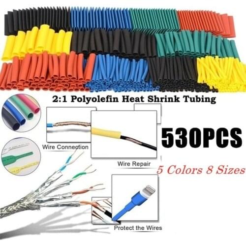 530PCS/Set Heat shrink tube kit Insulation Sleeving termoretractil Polyolefin Shrinking Assorted Heat Shrink Tubing Wire Cable
