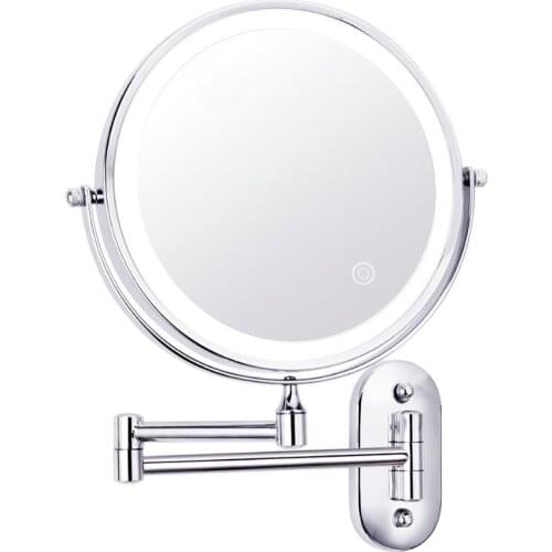 8inch LED Double Sided Swivel Wall Mount Vanity mirror-3x 5x 10x Magnification Touch Button makeup mirror