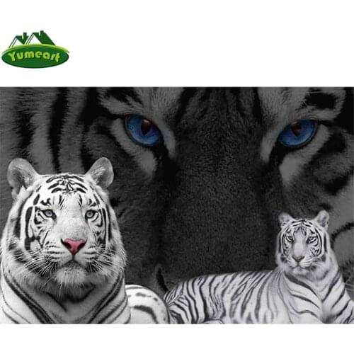 3D DIY Diamond Embroidery White Tiger Full Square Diamond Mosaic Lovers Full Square Diamond Painting Cross Stitch Animals Family