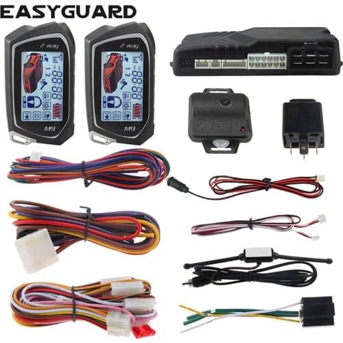 EASYGUARD auto Start stop 2 Way Car Alarm System big LCD Pager Display Turbo Timer Mode shock/vibration alarm