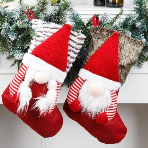Faceless Old Man Christmas Stocking Pendant Xmas Gift Candy Bag Storage Bag Xmas Tree Hanging Decorations for New Year Xmas