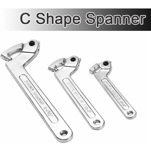 Adjustable Hook Wrench C Shape Spanner Tool Chrome Vanadium 19-51mm 51-120mm With Scale Stainless Steel Key Tools For Nut Bolts