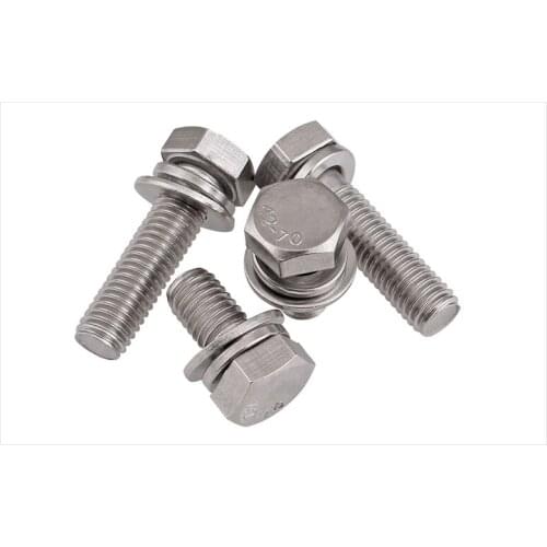 GB9074 304 stainless steel screws external hex screws trimming M4 M5 M6 M8 M10 screws Three combination screws M5 bolts