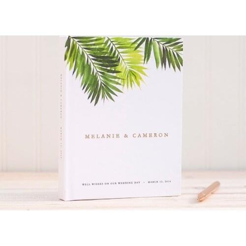Personalized Gold Foil Wedding Guest Book beach Bride guest book photo guest book gold wedding sign in palm tree photo book