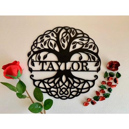 Custom Family Last Name Sign Personalized Tree of Life Sign Housewarming Gift Wedding Gift Wall Art Front Door Wreath Wall Decor