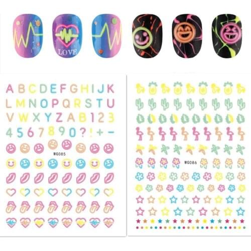 Nail decoration tools WG084 85 86 Neon pattern nail sticker decal for nail art tips